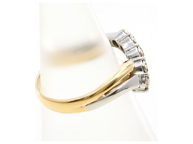 Autre Marque Anello fede in platino e oro giallo con diamante D'oro - vista 2