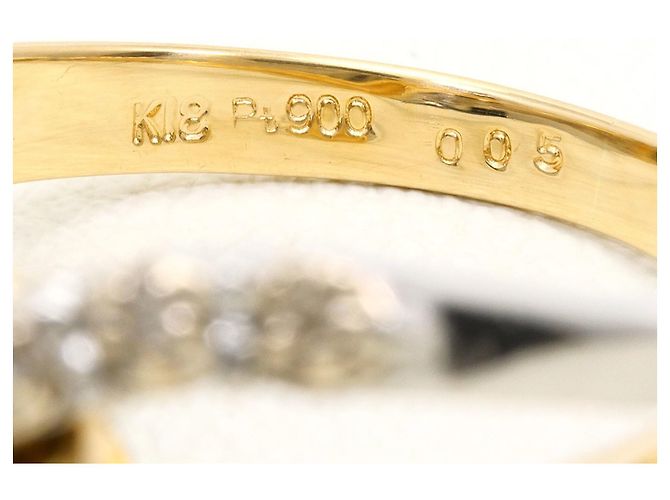 Autre Marque Anello fede in platino e oro giallo con diamante D'oro - vista 4