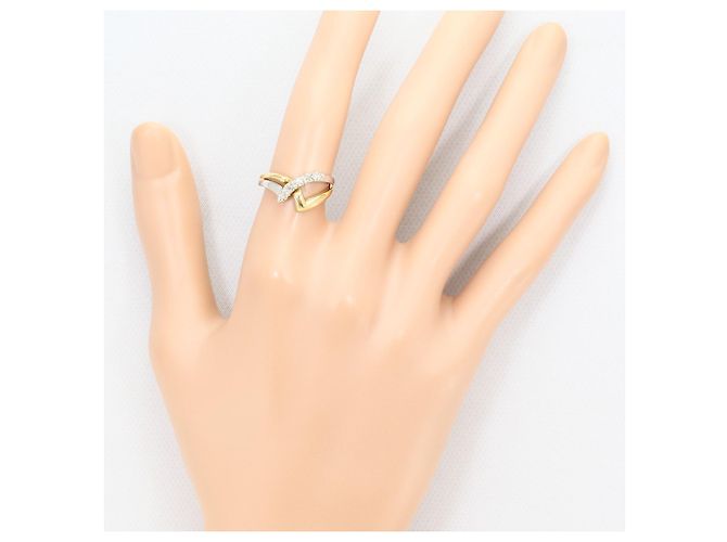 Autre Marque Anello fede in platino e oro giallo con diamante D'oro - vista 5