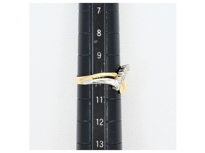 Autre Marque Anello fede in platino e oro giallo con diamante D'oro - vista 6