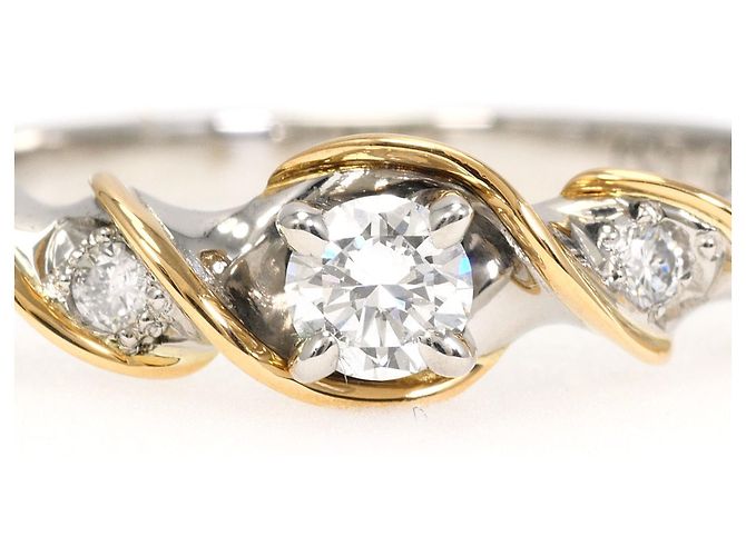 Autre Marque Ehering aus Platin und Gelbgold mit Diamant Golden - Ansicht 2