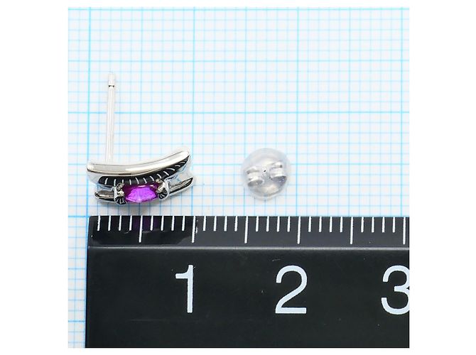 Autre Marque Stecker-Ohrringe aus PT850 Platin mit Rubin - Ansicht 3