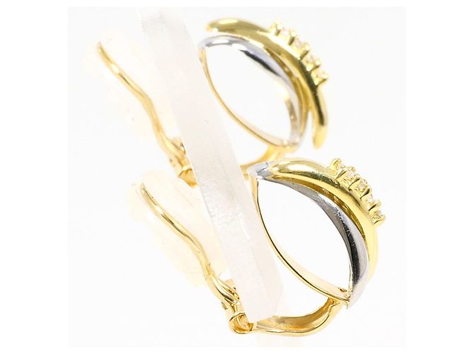 Autre Marque Clip-Ohrringe aus PT900 Platin und 18K Gelbgold Golden - Ansicht 2