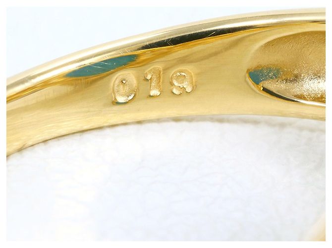 Autre Marque Anello a fascia in oro giallo 18K con turchese e diamante D'oro - vista 6