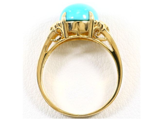 Autre Marque Anillo alianza en oro amarillo 18K con turquesa y diamante Dorado - vista 3