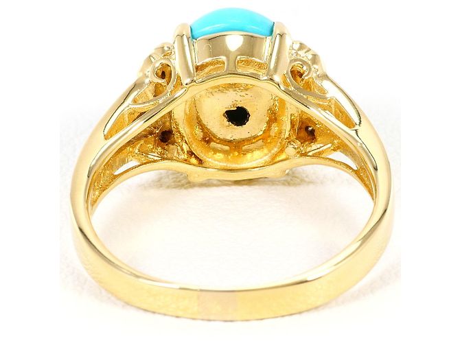 Autre Marque Anillo alianza en oro amarillo 18K con turquesa y diamante Dorado - vista 4