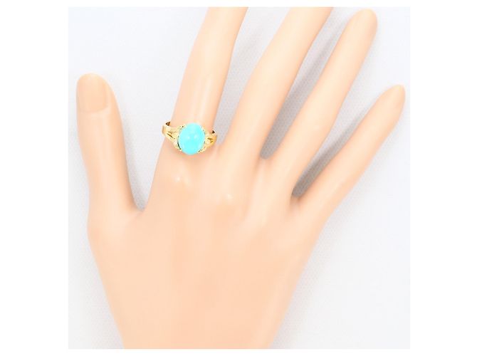 Autre Marque Anillo alianza en oro amarillo 18K con turquesa y diamante Dorado - vista 7