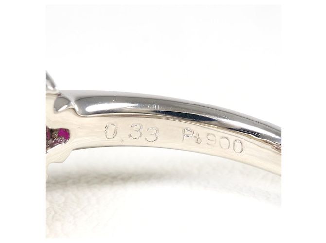 Autre Marque Anel aliança de platina com diamante e rubi - vista 5