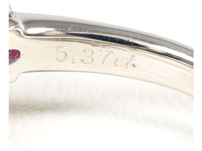 Autre Marque Anel aliança de platina com diamante e rubi - vista 6
