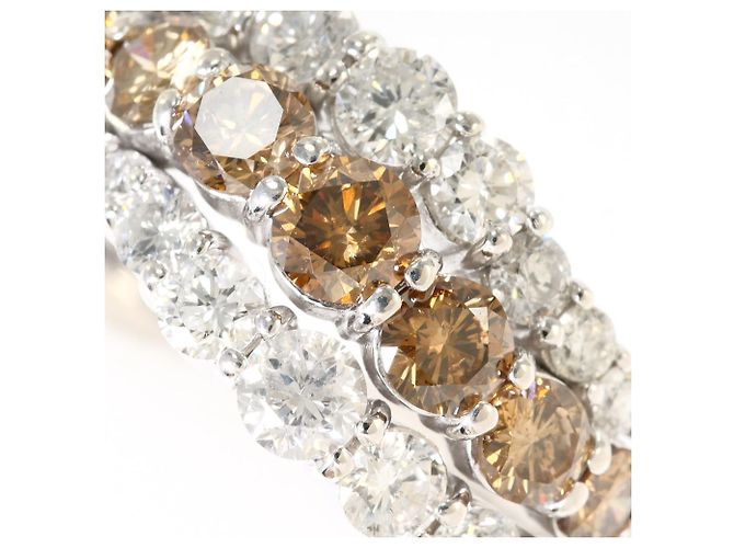 Autre Marque Bandring aus 18K Weißgold mit braunem Diamanten Golden - Ansicht 2