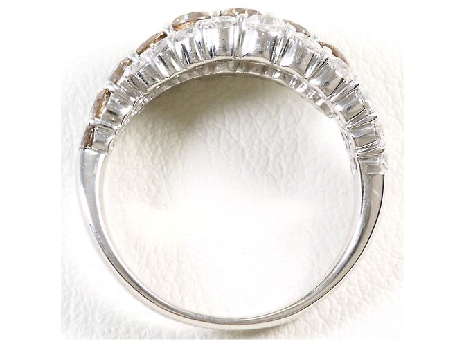 Autre Marque Bandring aus 18K Weißgold mit braunem Diamanten Golden - Ansicht 3