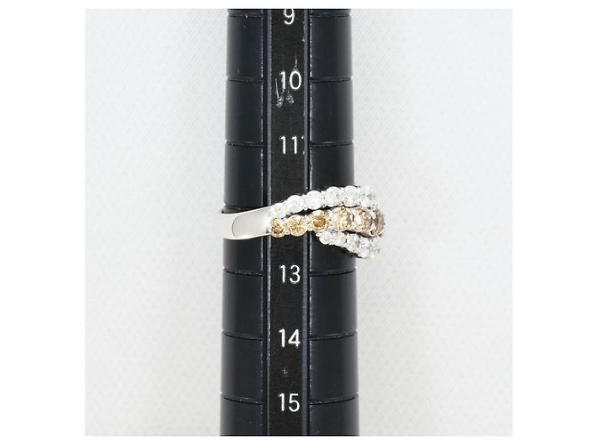 Autre Marque Bandring aus 18K Weißgold mit braunem Diamanten Golden - Ansicht 8