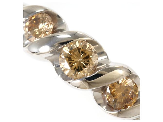 Autre Marque Anillo alianza de oro blanco 18K con diamante marrón Castaño Dorado - vista 2