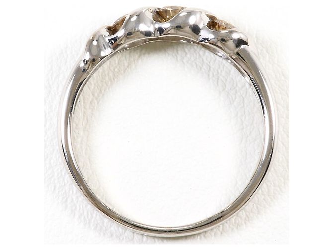 Autre Marque Anillo alianza de oro blanco 18K con diamante marrón Castaño Dorado - vista 3