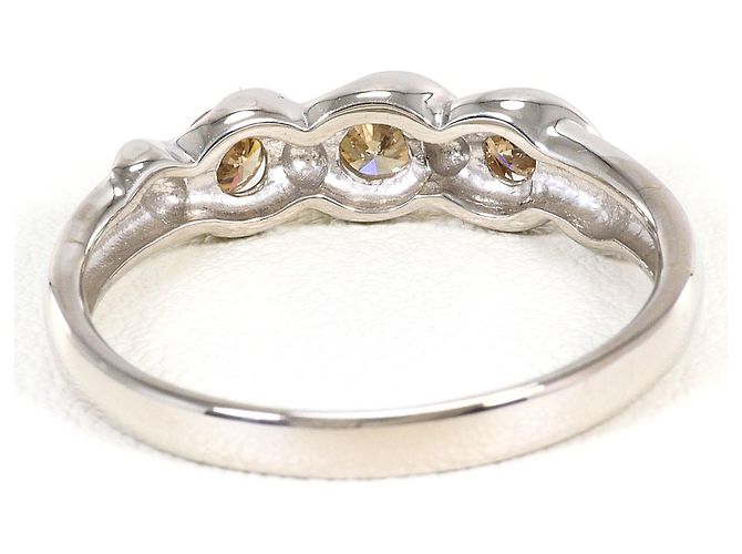 Autre Marque Anillo alianza de oro blanco 18K con diamante marrón Castaño Dorado - vista 4