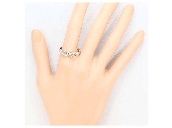 Autre Marque Anillo alianza de oro blanco 18K con diamante marrón Castaño Dorado - vista 7