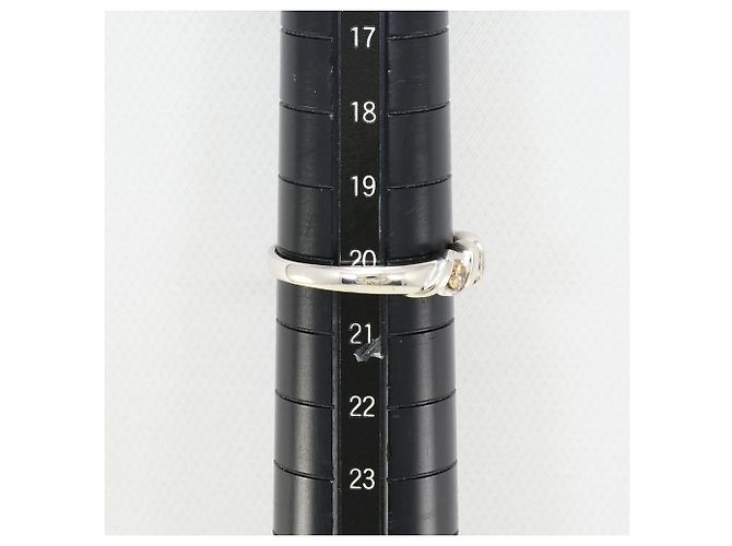 Autre Marque Anillo alianza de oro blanco 18K con diamante marrón Castaño Dorado - vista 8