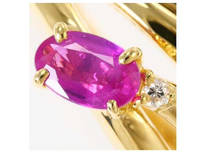 Autre Marque 18K Yellow Gold Band Ring with Ruby and Diamond Golden - view 2