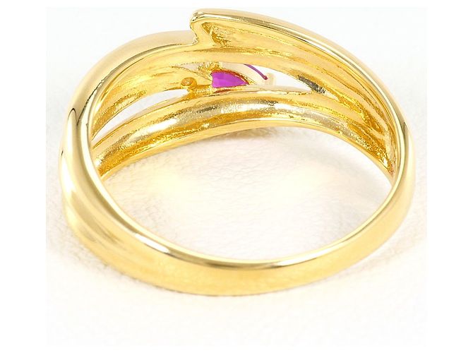 Autre Marque 18K Yellow Gold Band Ring with Ruby and Diamond Golden - view 4