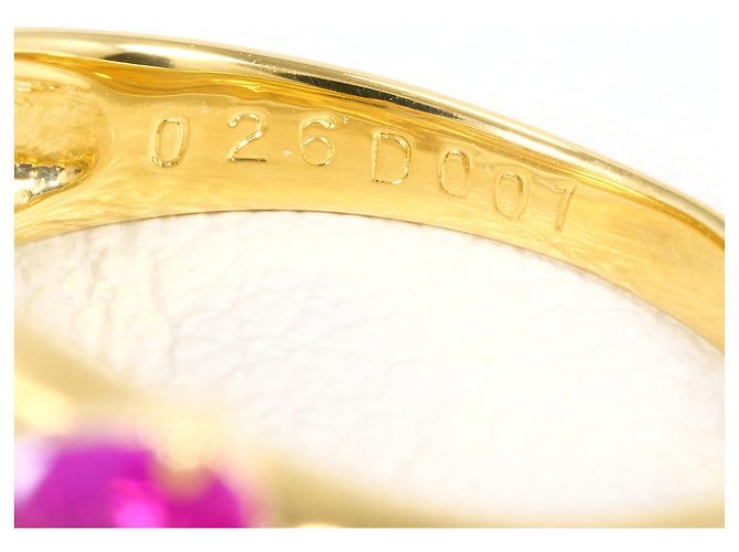 Autre Marque 18K Yellow Gold Band Ring with Ruby and Diamond Golden - view 6