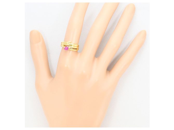 Autre Marque 18K Yellow Gold Band Ring with Ruby and Diamond Golden - view 7