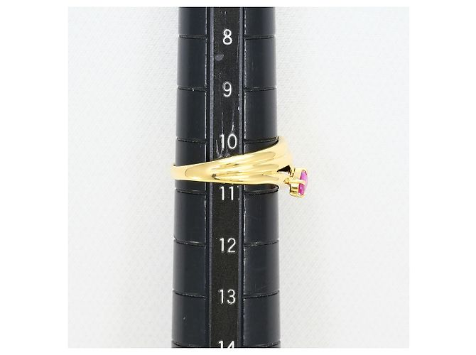 Autre Marque 18K Yellow Gold Band Ring with Ruby and Diamond Golden - view 8