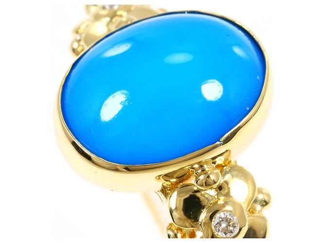 Autre Marque Bandring aus 18K Gelbgold mit Türkis und Diamant Golden - Ansicht 2