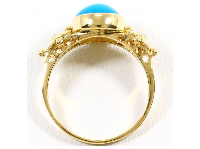 Autre Marque Bandring aus 18K Gelbgold mit Türkis und Diamant Golden - Ansicht 3