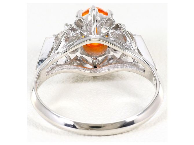 Autre Marque Anello in platino PT900 con opale di fuoco e diamante - vista 5