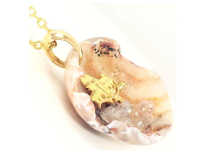 Autre Marque Collana in oro giallo 18K con design a carta in agata D'oro - vista 2