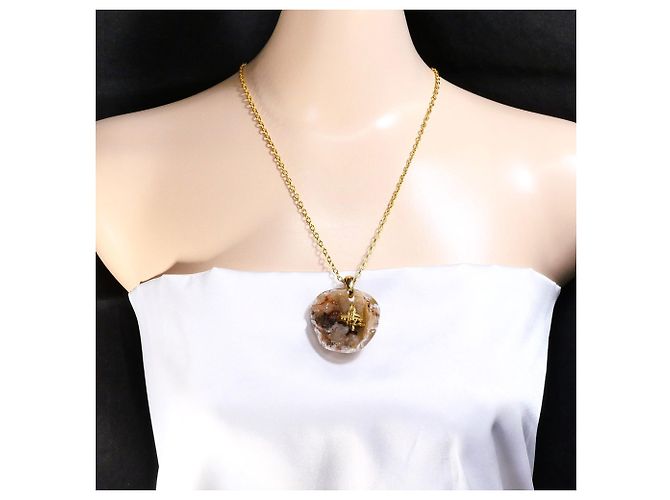 Autre Marque Collana in oro giallo 18K con design a carta in agata D'oro - vista 6