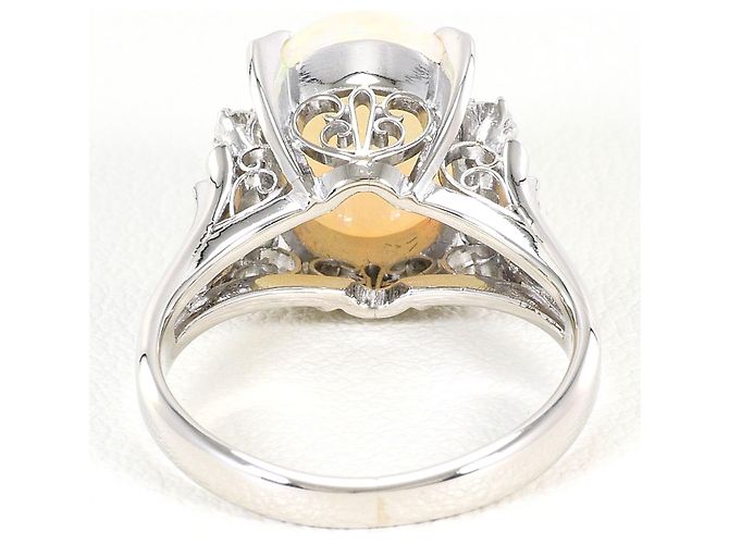 Autre Marque Anello fede in platino PT900 con opale e diamante - vista 5