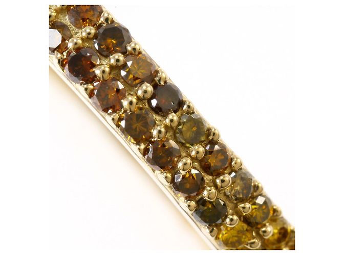 Autre Marque Anello a fascia in oro giallo 18K con diamanti brown Marrone D'oro - vista 2