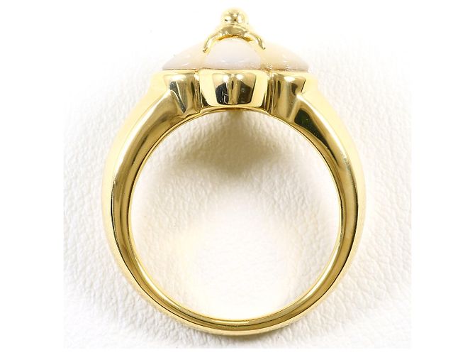 Autre Marque Anel Aliança em Ouro Amarelo 18K com Incrustação de Concha Dourado - vista 3