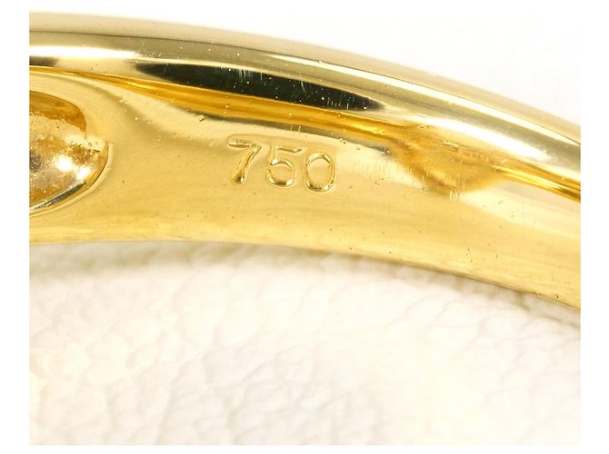 Autre Marque Anel Aliança em Ouro Amarelo 18K com Incrustação de Concha Dourado - vista 5