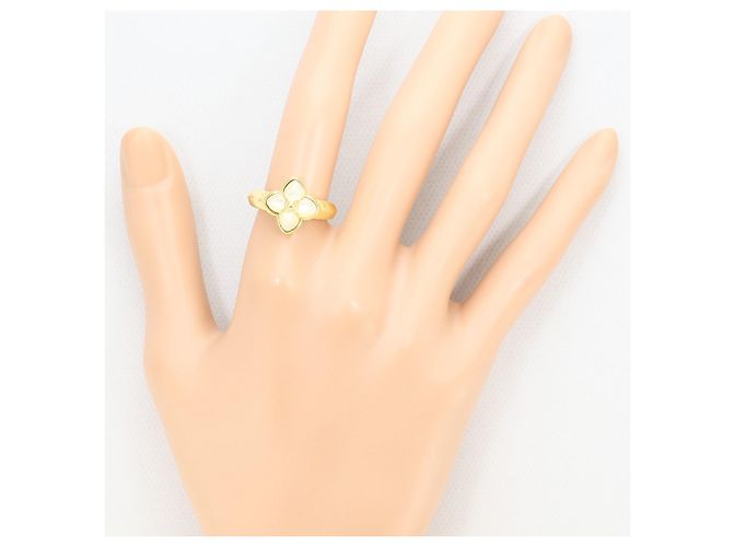 Autre Marque Anel Aliança em Ouro Amarelo 18K com Incrustação de Concha Dourado - vista 6