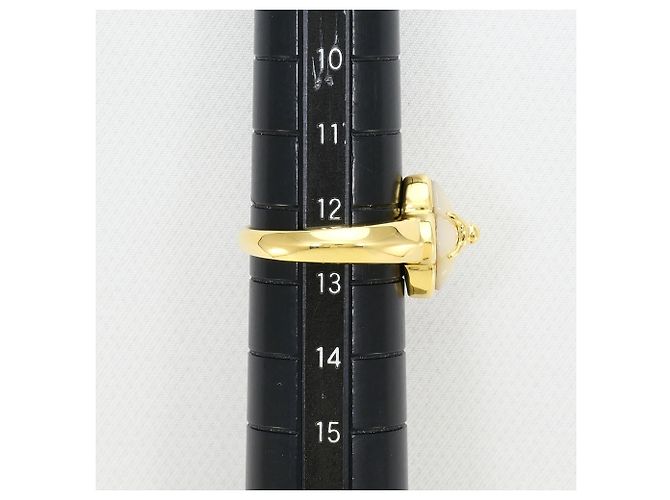 Autre Marque Anel Aliança em Ouro Amarelo 18K com Incrustação de Concha Dourado - vista 7