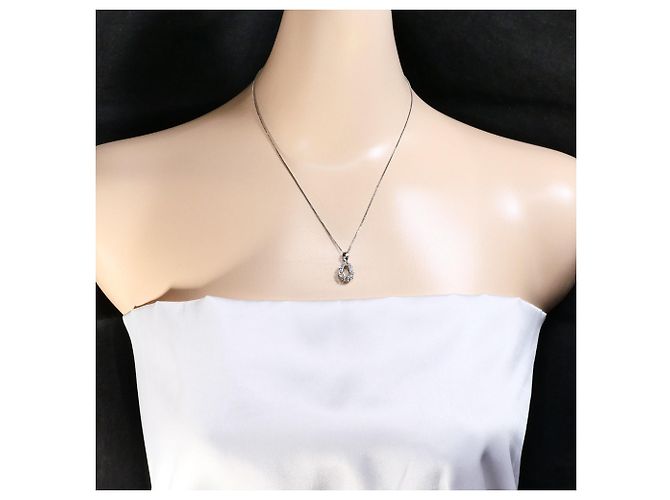 Autre Marque Platinhalskette mit gelbem Diamanten - Ansicht 6