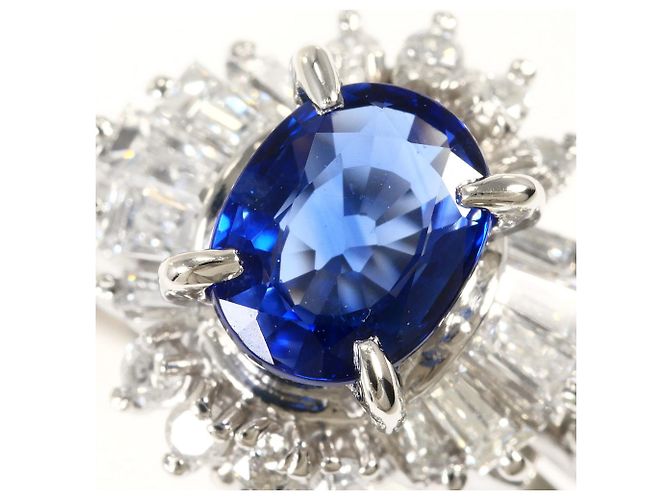 Autre Marque Anello fede in platino con zaffiro e diamante - vista 2