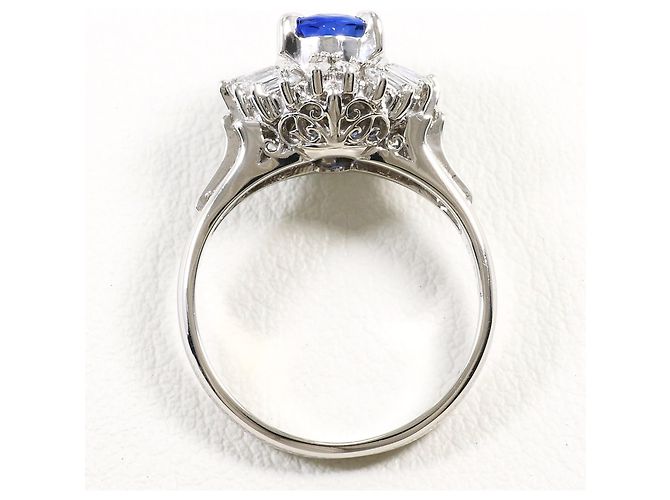 Autre Marque Anello fede in platino con zaffiro e diamante - vista 3