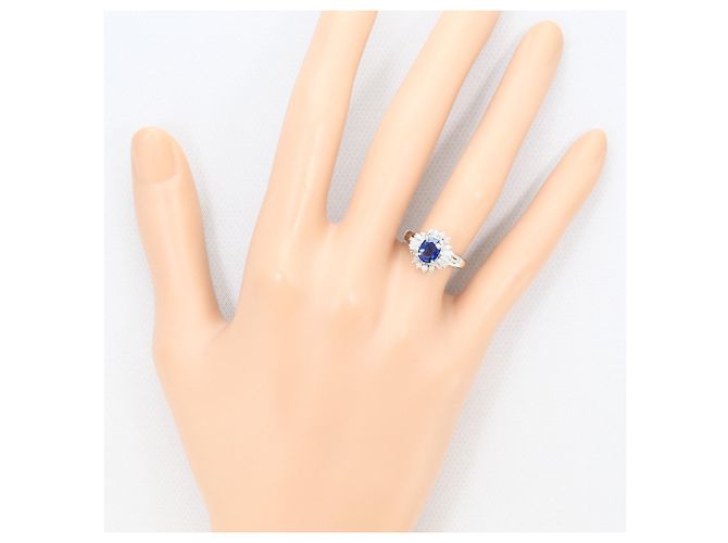 Autre Marque Anello fede in platino con zaffiro e diamante - vista 7
