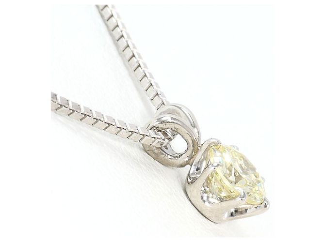 Autre Marque Platinhalskette mit gelbem Diamanten - Ansicht 2