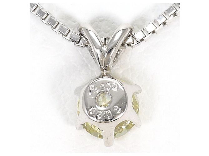 Autre Marque Platinhalskette mit gelbem Diamanten - Ansicht 3
