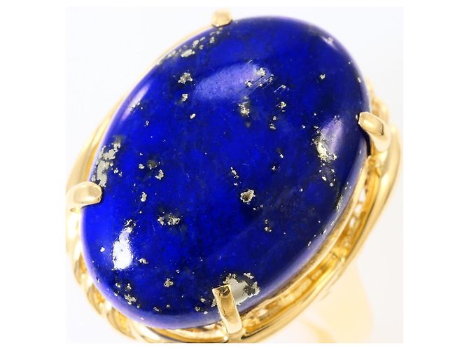 Autre Marque Anello a fascia in oro giallo 18K con lapislazzuli D'oro - vista 2