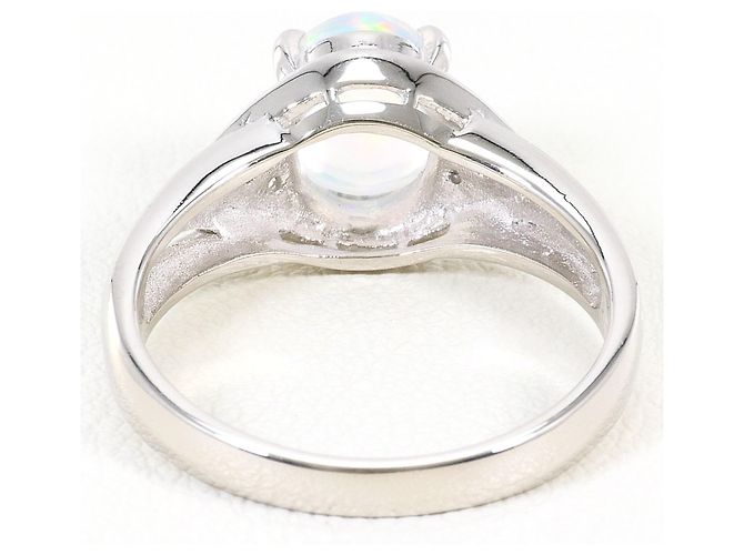 Autre Marque Platin-Bandring mit Diamanten und Opal - Ansicht 5
