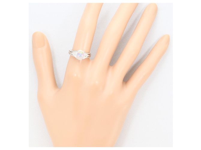 Autre Marque Platin-Bandring mit Diamanten und Opal - Ansicht 8
