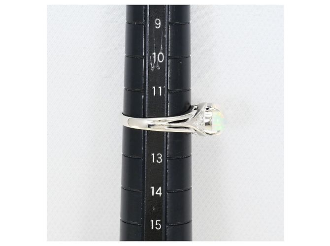 Autre Marque Platin-Bandring mit Diamanten und Opal - Ansicht 9