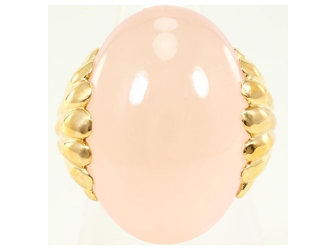 Autre Marque Anel banda em ouro amarelo 18K com quartzo rosa Dourado - vista 2