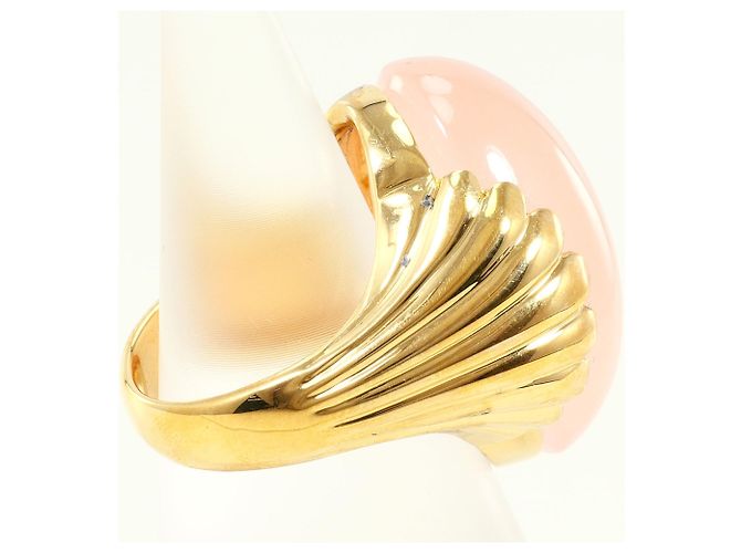 Autre Marque Anel banda em ouro amarelo 18K com quartzo rosa Dourado - vista 3