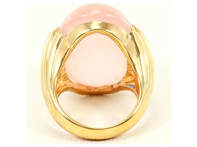 Autre Marque Anel banda em ouro amarelo 18K com quartzo rosa Dourado - vista 4